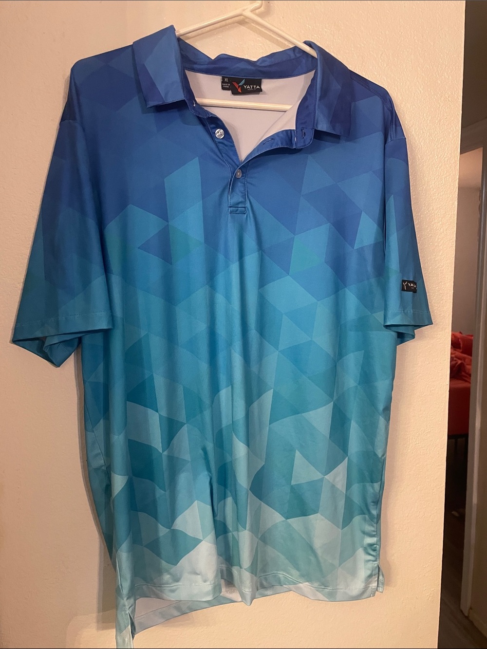 Men's Yatta Golf Geo-Print Polo Shirt in Blue